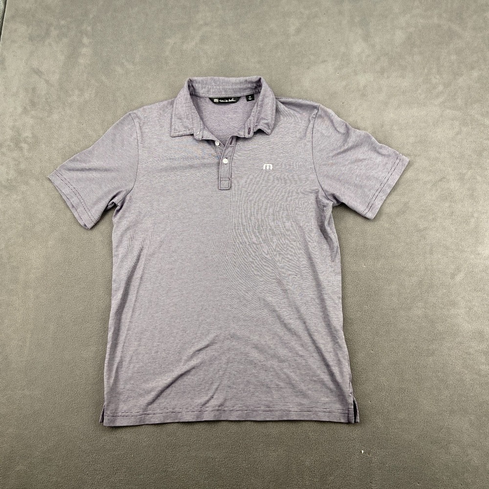 TravisMathew Zinna Polo Shirt Mens Medium Purple Side Slit Performance Tennis